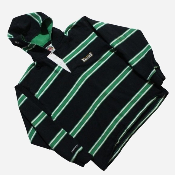 Barbarian Other - Mens Vintage Y2K Striped Preppy Skater Heavyweight Rugby Hoodie